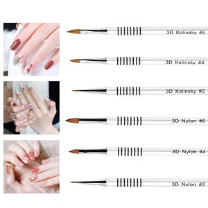 3 шт. 2 #4 #6 # профессиональная серебристая металлическая ручка колинский и нейлоновый набор кистей для рисования ногтей для дизайна ногтей - Product Image 6