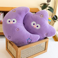Coussin en peluche lune et étoile mignon, rembourrage en coton PP, pour canapé, lit, bureau, coussin lombaire, violet adorable, jouet décoratif en peluche
