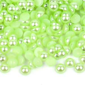 VC venta al por mayor AB colores plástico ABS parte posterior plana perla medio redondo diamantes sueltos DIY accesorios para el cabello diamantes de imitación a granel medias perlas - Product Image 4