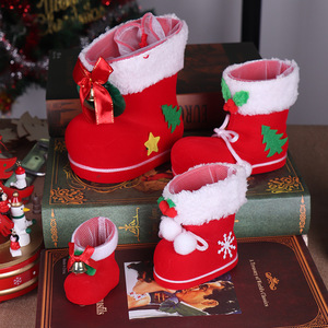 Bottes <span class=keywords><strong>de</strong></span> Noël en velours floqué brodées, mini sacs cadeaux créatifs, sequins et bonbons, décorations <span class=keywords><strong>de</strong></span> Noël en gros - Product Image 3