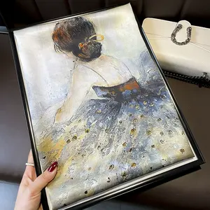 Écharpe en soie véritable de luxe de haute qualité 70*70cm, foulards carrés, cadeaux haut de gamme pour femmes YKH0010 - Product Image 2