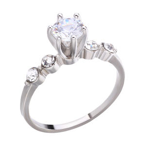 Anillo de Diamantes con Corte Brillante Redondo en Oro Blanco, Joyería de Compromiso para Mujer, Forma Geométrica, Venta Directa de Fábrica - Product Image 3