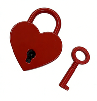 Cadenas en forme de cœur en alliage de zinc rouge, grande et petite taille, avec clés, 30*38MM 45*58mm