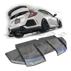 New Black for for 10th Gen FK8 Type R Add VRS Style Carbon Rear Bumper Lip Fins Spoiler <b>Splitter</b> Diffuser - Product Image 3