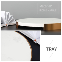 Plateau de service rond en métal, accessoires de décoration d'hôtel moderne, métal pur, marbre blanc, art domestique, plateau à bijoux, 1 pièce