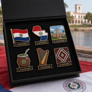 Set de Regalo al por Mayor: Pin Esmaltado Personalizado de Paraguay con Bandera Roja, Blanca y Azul, Yerba <span class=keywords><strong>Mate</strong></span>, Guampa, Insignia Folclórica <span class=keywords><strong>Guarani</strong></span>, Souvenir de Solapa - Product Image 1