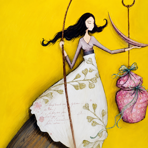 Arte Japonés Moderno, Decoración de Pared de Lona Acrílica Pintada a Mano con Dibujos Animados Bohemios, Estilo para Interiores para Todas las Estaciones, India ARTHUB SHILPA RANDER - Product Image 1