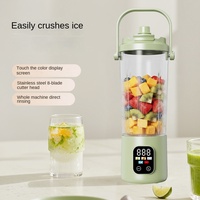 Mixeur Portable à Écran Numérique avec Poignée de Transport, Rechargeable par USB, pour Jus et Smoothies, Broyeur à Glace Personnel