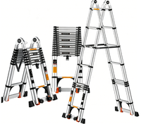 Échelle télescopique pliable en alliage d'aluminium moderne - Portable, industrielle, multi-usages, capacité de charge de 150 kg pour une utilisation en bureau et dans les bâtiments