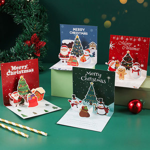 3D Merry Christmas Greeting Card Set New Stocking Stuffers Blank Envelope Party Birthday Gift - Product Image 4