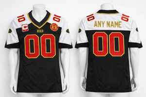 <span class=keywords><strong>Camiseta</strong></span> de Fútbol Americano para Hombre, SF Niners, Cosida, 100% Poliéster, Negra y Blanca, Cuello en V, Uniforme Deportivo, Parche de Capitán, para Juego y Uso Casual - Product Image 6