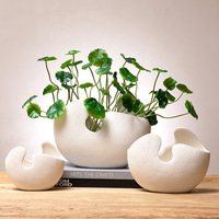 Vase créatif en forme d'œuf, décoration intérieure nordique HY, vase blanc, pot à fleurs, vase en céramique fait main, vase en porcelaine pour table