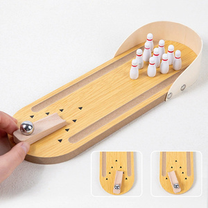 Mini <span class=keywords><strong>Bowling</strong></span> gioco da tavolo educativo giocattolo in legno per il tempo libero - Product Image 4