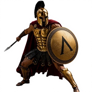 Costume d'armure de guerrier spartiate avec casque plaqué or, tenue de cosplay de soldat grec pour adulte - Product Image 4