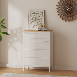 Armoire <span class=keywords><strong>de</strong></span> rangement multifonctionnelle à 4 tiroirs avec pieds en métal, <span class=keywords><strong>table</strong></span> d'appoint pour salon et organisateur <span class=keywords><strong>de</strong></span> chevet pour chambre à coucher - Product Image 2
