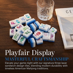 NatuGift – Nouvel ensemble de <span class=keywords><strong>Mahjong</strong></span> et d'échecs de luxe portable 4 couches pour enfants, style américain, 160 tuiles en acrylique, boîte pliable, échecs chinois - Product Image 2