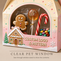 Boîte à bonbons OEM ODM verte et dorée imprimée avec trou de suspension, motif baies de houx et flocons de neige pour emballage de Noël en détail