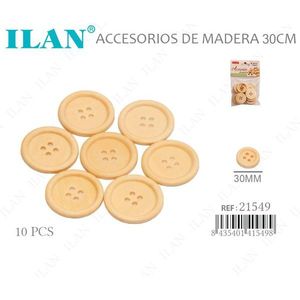 Bottoni in Legno Ilan 30mm 10 Pezzi Accessori per Cucito e Artigianato - Product Image 1