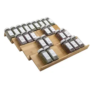 Legend OEM/ODM Kruidenrek Spice Organiser Porta Temperos Spice Jar With Rack 8 Pieces Set Bamboo Spice Rack Drawer Organizer