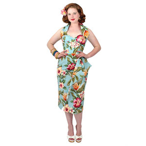 Vestido Bolero y Lápiz con Estampado Floral, Estilo Vintage Años <span class=keywords><strong>50</strong></span>, Cuello Halter, Sin Mangas, para Mujer - Product Image 1