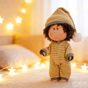 [Seulement le tissu] Ensemble de pyjamas mignons pour poupées en peluche de 24 cm, ensemble de pyjamas deux pièces en flanelle avec pieds intégrés pour usage domestique - Product Image 5