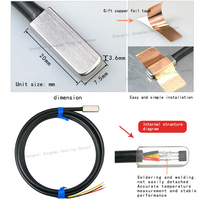 Capteur de température de surface adhésif DS18B20 avec sonde de patch étanche et non poreuse à fil RVVP de haute qualité