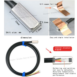 Klebender Oberflächen temperatur sensor DS18B20 mit hochwertiger wasserdichter und nicht poröser RVVP-Drahts onde - Product Image 2