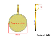 NUOYA Offre Spéciale Iced Out CZ Diamond Hip Hop Fine Jewelry Silver Big Size Round Disk Shape Entièrement Bling Custom Name Number Pendant