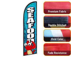 2.5*11.5 FT SEAFOOD High Quality Custom Feather <b>Flags</b> Beach <b>Flag</b> for Beach Party and Advertising Promotions - Product Image 5