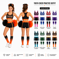 Conjunto de Top Deportivo para Animadoras, Personalizado, Negro y Naranja, con Logotipo de Bloques de Diamantes de Imitación, Pantalones Cortos Tipo Racerback, Calcetines, Conjunto de Práctica para Animadoras
