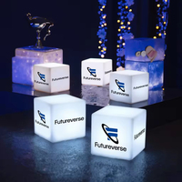 Meuble cube LED lumineux personnalisé sur mesure, logo gratuit, rechargeable, intensité réglable, alimentation solaire, pour événements, mariages, bars