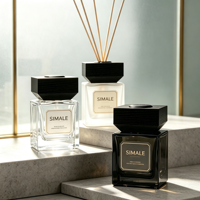 Flacon diffuseur de parfum en verre dépoli mat haut de gamme avec bouchon en bois noir, flacon vide pour arôme, autocollant personnalisé, parfum d'ambiance pour la maison