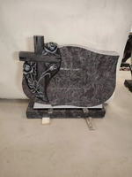 Pierre tombale antique en granit sculpté de conception moderne avec une rose pour les cimetières, les tombes et les monuments