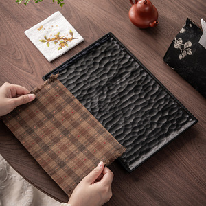 Ensemble de tapis de brassage à sec en coton et lin, rectangulaire, isolant thermique pour table à thé, chemin de table pour plateau à thé, accessoires de thé - Product Image 1