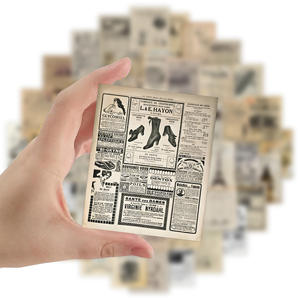 60 autocollants décoratifs imperméables, style affiche rétro, motif journal ancien, <span class=keywords><strong>magazine</strong></span> européen et américain, pour carnet et fond d'écran - Product Image 2