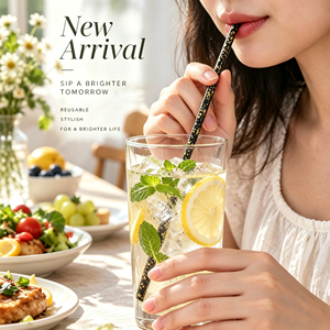 Nouvelles pailles imprimées léopard noires et dorées, réutilisables et sans BPA, parfaites pour les fêtes, l'usage quotidien, Pajita Popote - Product Image 6