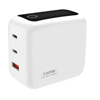 Chargeur mural USB GaN 100W ignifuge avec QC3.0 PD3.0 SCP OTP/OVP, design pliable, écran LED pour ordinateur portable/iPad/écouteurs/appareil photo