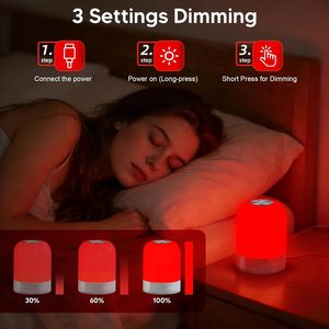 <span class=keywords><strong>Lampe</strong></span> d'aide au sommeil à lumière rouge 670nm LED ABS à intensité réglable pour le soulagement du stress, la relaxation, les voyages, la méditation et le yoga - Product Image 2