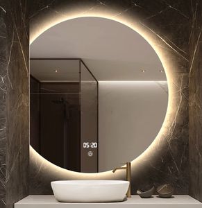 Specchio da <span class=keywords><strong>Bagno</strong></span> Grande Senza Cornice <span class=keywords><strong>con</strong></span> Illuminazione per Interni di Hotel, Specchio Intelligente Irregolare a Mezza Luna, Specchio LED per <span class=keywords><strong>Bagno</strong></span> - Product Image 4
