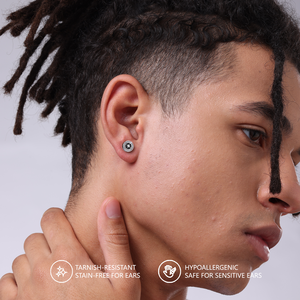 Pendientes de Plata de Ley S925 para Hombre, con Circonitas Cúbicas, Hipoalergénicos, Estilo Hiphop, con Forma de Estrella, Brújula, Cruz y Calavera - Product Image 5
