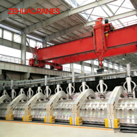 Pont roulant multifonction 30T personnalisé pour usine d'électrolyse d'aluminium, chariot à double poutre avec palan électrique et télécommande