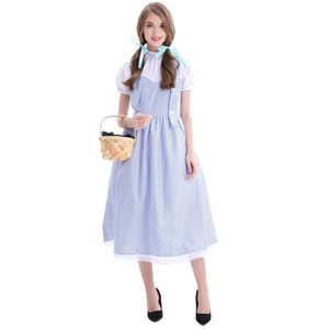 Robe Alice pour femme, costume de scène pour adulte, jupe en vichy bleu avec accessoire panier, tailles S-3XL - Product Image 5