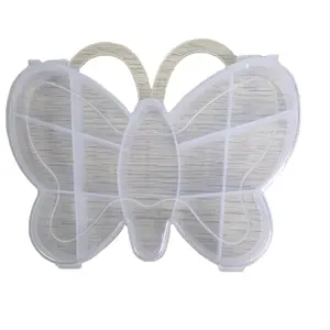 透明プラスチック製の収納ジュエリーボックスコンパートメント容器ビーズイヤリングボックスジュエリーの蝶の花長方形の形状