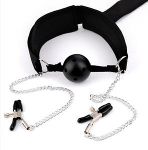 페티쉬 BDSM 섹스 토이 수갑 속박 젖꼭지 클램프 볼 개그 체인 목 고리 - Product Image 4