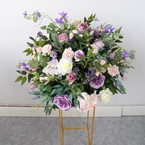 Professionnel Grand 70cm Violet Pièce Maîtresse De Mariage Boule De Fleur Vintage Artificielle Style Traditionnel pour La Décoration De Mariage - Product Image 4