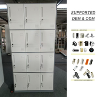 Armoire de rangement en acier blanc et noir à 12 portes avec serrures à poignée verticale pour bureaux, usines et vestiaires