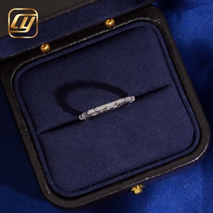 Anillo de Eternidad Completo de Plata de Ley S925 con Diamante Cultivado en Laboratorio, Corte Esmeralda, Anillo de Boda Chapado en Rodio, Joyería Fina para Mujer - Product Image 1