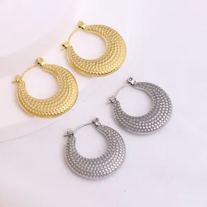 Chunky Hoop Earrings 18K Gold Fashion Earrings for Women Lead and Nickel Free Stainless Steel Twist Huggie Earring