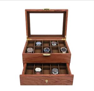 Caja para Relojes con Bandeja, Estuche de 2 Niveles para Relojes de Esfera Grande, 8 Ranuras con Bandeja, Caja de Madera de Nogal para Relojes de Hombre y Mujer, Almacenamiento de Joyas, Exhibidor de Madera - Product Image 2
