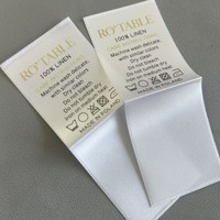 Étiquettes imprimées personnalisées écologiques pour vêtements, ruban blanc, nylon, taffetas, satin, étiquette d'entretien pour vêtements